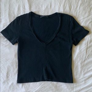 Black Brandy Melville Cropped V-Neck
